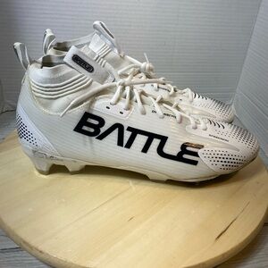 Battle AstroFly Football Cleats Men 13 White Black SPEEDSKIN Mid-Cut